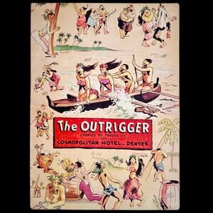 1950s Trader Vic’s Outrigger Cosmopolitan Hotel Denver Tiki Cocktail Menu VNTG